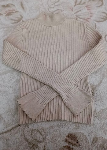 Bej Boğazlı Triko Kadın Kazak - Görsel 2