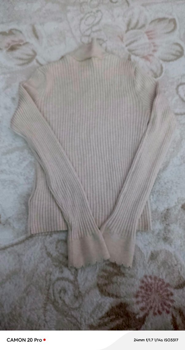 Bej Boğazlı Triko Kadın Kazak - Görsel 3