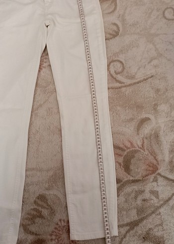 Beyaz Kadın Pamuk Kumaş Pantolon - Görsel 2
