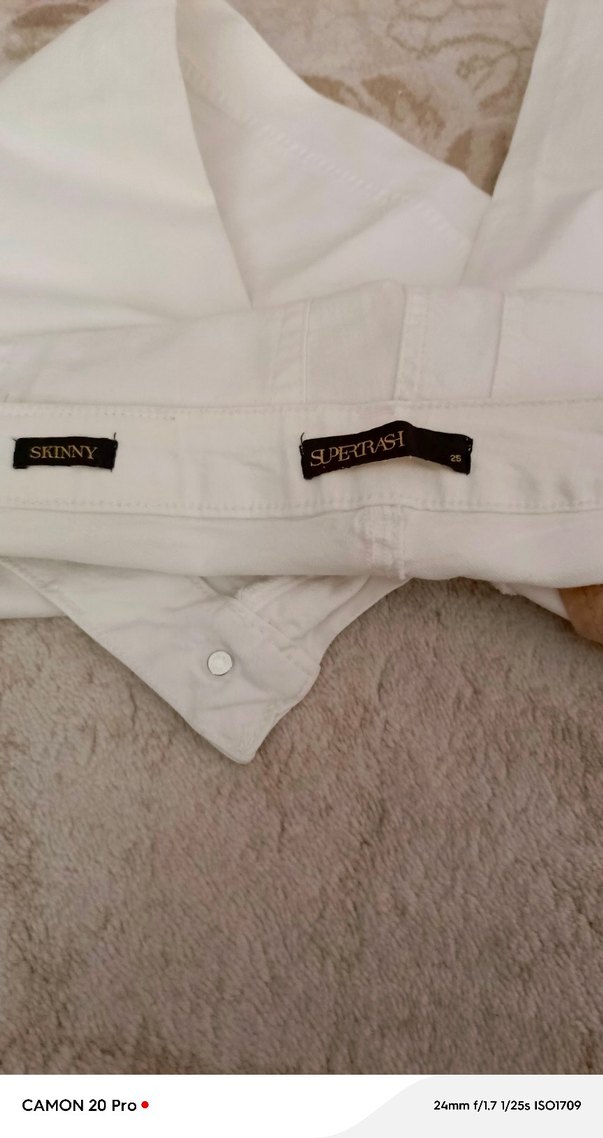 Beyaz Kadın Pamuk Kumaş Pantolon - Görsel 4