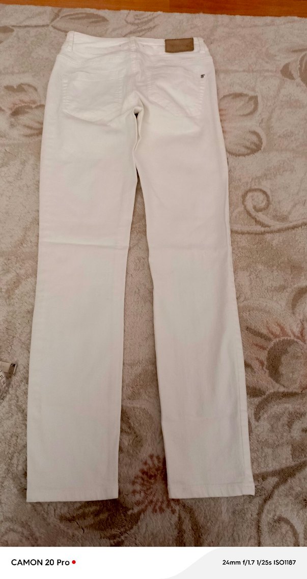 Beyaz Kadın Pamuk Kumaş Pantolon - Görsel 3