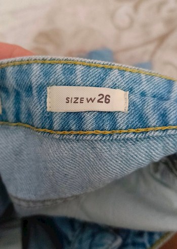 Nakışlı Düğmeli Mavi Kadın Jean Pantolon - Görsel 5