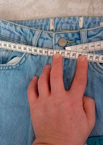 Nakışlı Düğmeli Mavi Kadın Jean Pantolon - Görsel 4