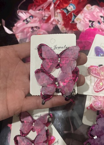 Pullu Pembe Kelebek Çocuk Toka - Görsel 3