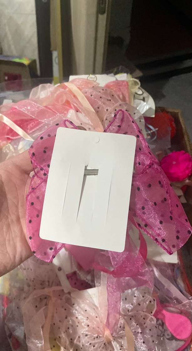 Puantiyeli Pembe Fiyonk Saç Aksesuarı - Görsel 2