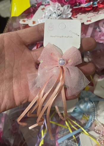 Pembe Fiyonklu Bohem Çocuk Saç Tokası - Görsel 3