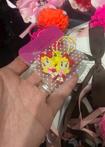 Sarı Elastik Renkli Çocuk Küpeleri - Görsel 3