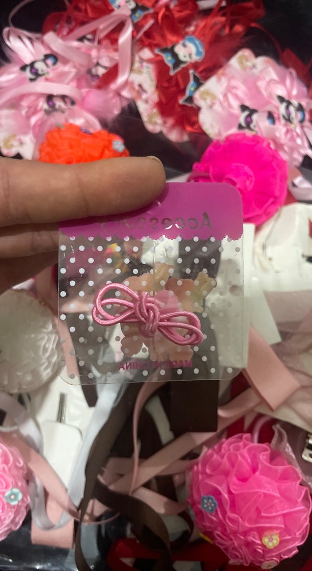 Pembe Baskılı Düğmeli Kız Çocuk Aksesuarı - Görsel 2