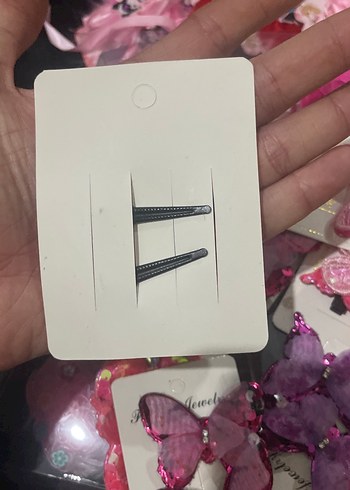 Pembe İşlemeli Boncuklu Kelebek Toka - Görsel 2