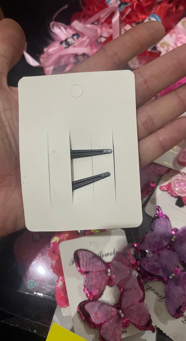 Pembe İşlemeli Boncuklu Kelebek Toka - Görsel 2