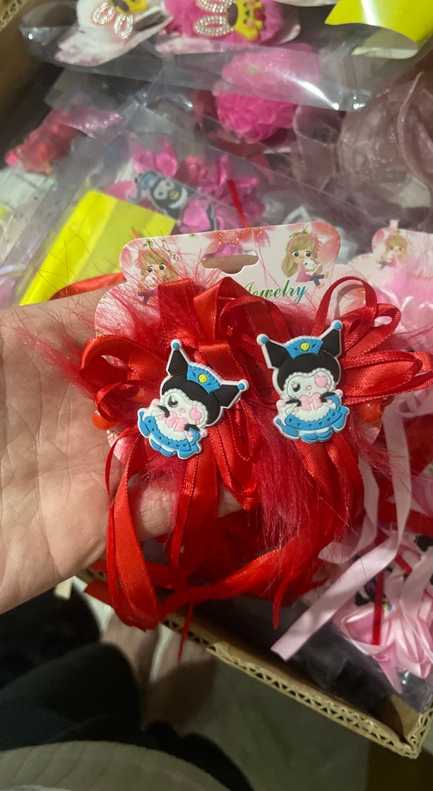 Nakışlı Kız Çocuk Kırmızı Kurdeleli Saç Bandı - Görsel 3