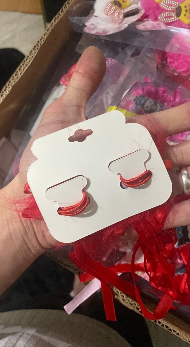 Nakışlı Kız Çocuk Kırmızı Kurdeleli Saç Bandı - Görsel 2