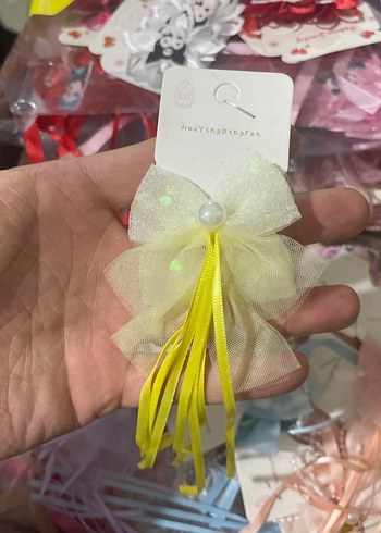 Sarı Tüllü Fiyonk Saç Tokası - Görsel 3