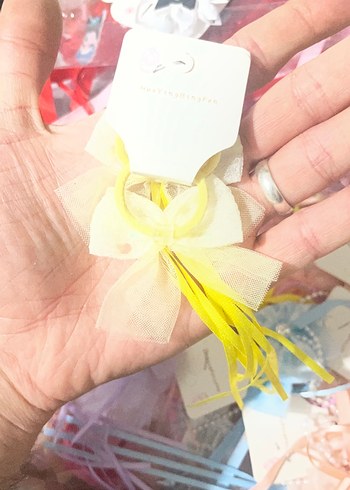 Sarı Tüllü Fiyonk Saç Tokası - Görsel 2