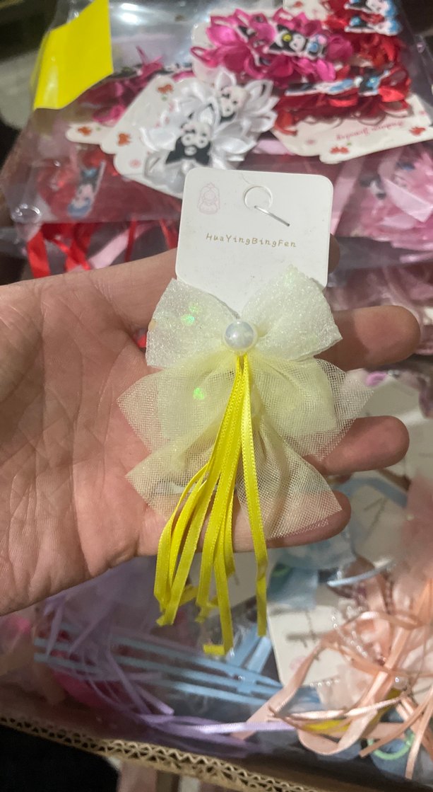 Sarı Tüllü Fiyonk Saç Tokası - Görsel 3