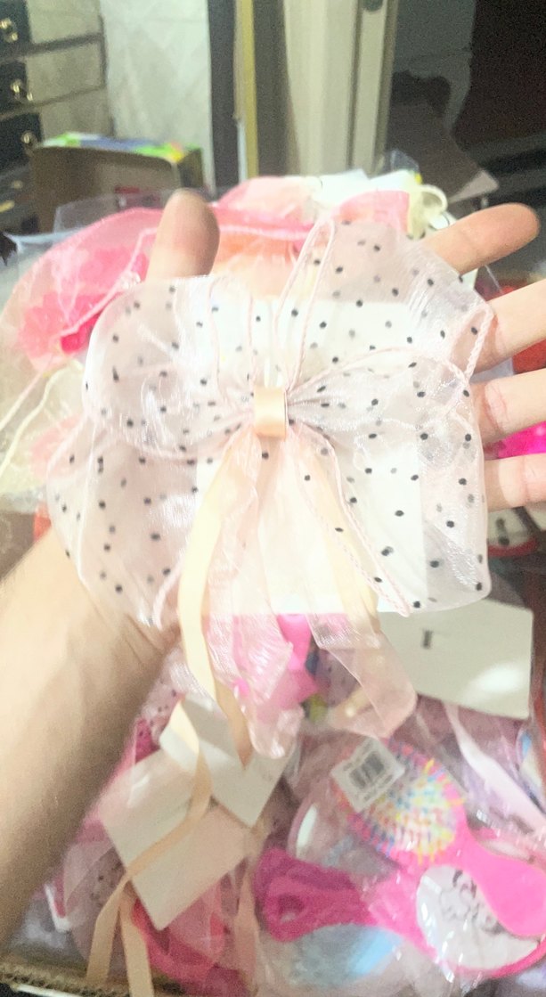 Puantiyeli Pembe Fiyonklu Çocuk Saç Aksesuarı - Görsel 3