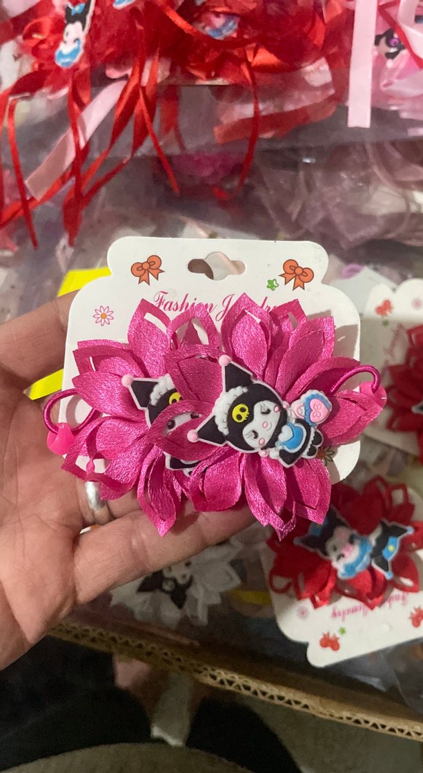 Pembe Kurdeleli Çiçek Saç Tokası - Görsel 3