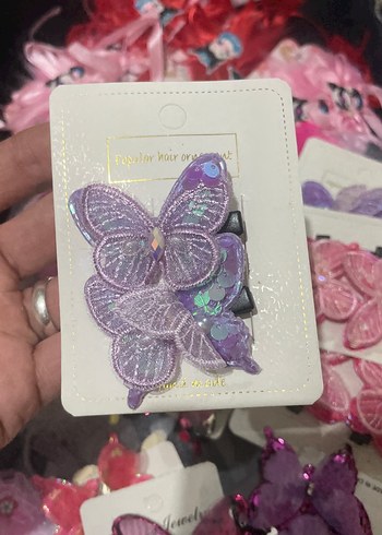 Boncuklu Nakışlı Mor Kelebek Çocuk Toka - Görsel 3