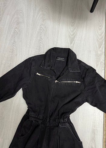 Kadın Siyah Denim Uzun Tulum - Görsel 6