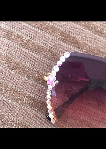 Kahverengi Pul İşlemeli Bohem Kadın Güneş Gözlüğü - Görsel 4