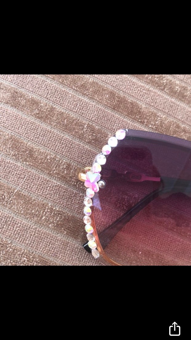 Kahverengi Pul İşlemeli Bohem Kadın Güneş Gözlüğü - Görsel 4