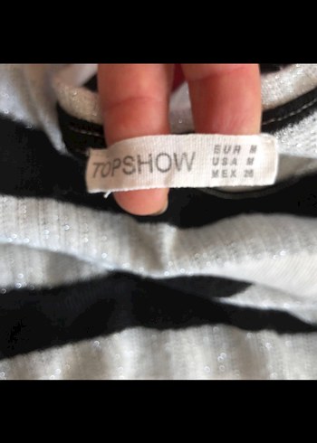 Gri Çizgili Kısa Kollu Kadın Tişört - Görsel 3