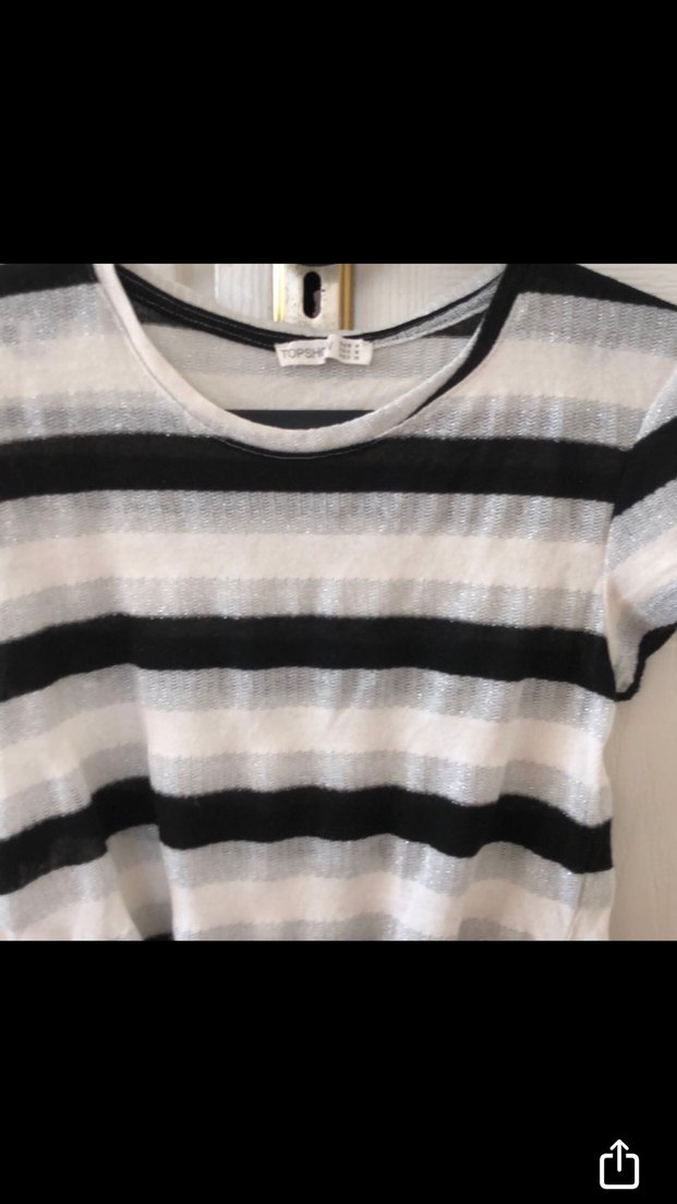 Gri Çizgili Kısa Kollu Kadın Tişört - Görsel 2