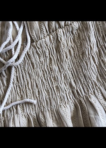 Bej Keten Mini Bohem Bluz - Görsel 7