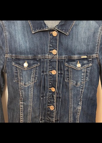 Kadın Lacivert Düğmeli Denim Ceket - Görsel 2