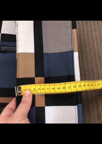 Kahverengi Ekose Desenli Kadın Çanta - Görsel 6