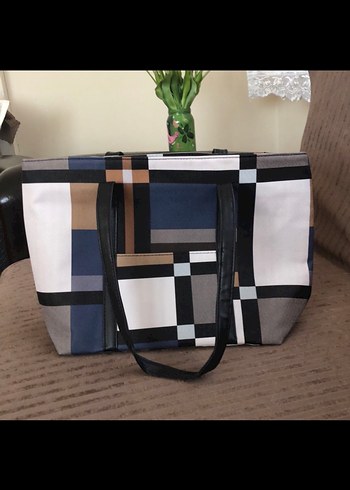 Kahverengi Ekose Desenli Kadın Çanta - Görsel 7