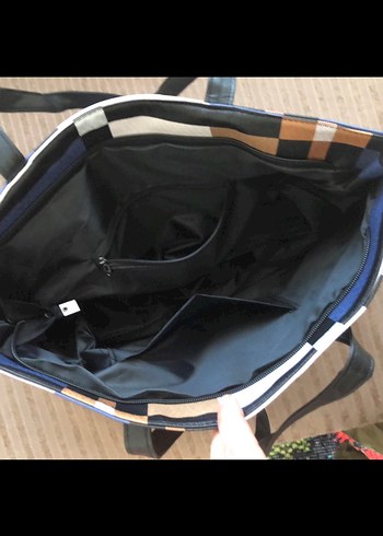 Kahverengi Ekose Desenli Kadın Çanta - Görsel 3