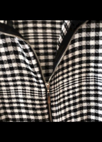 Fermuarlı Gri Ekose Kadın Gömlek - Görsel 3