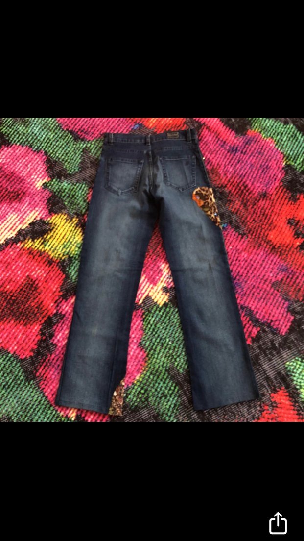 Payetli Leopar Detaylı Salaş Kadın Kot Pantolon - Görsel 2