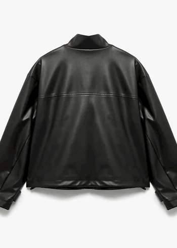 Kadın Siyah Deri Biker Ceket - Görsel 2