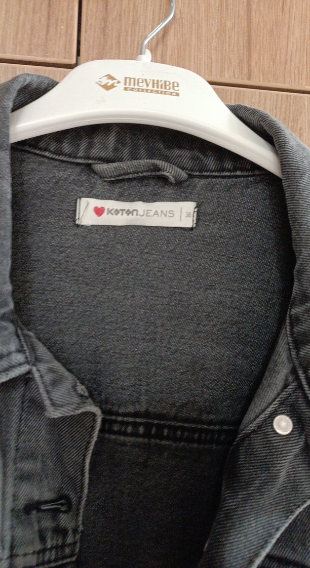 Gri Düğmeli Kadın Denim Ceket - Görsel 2