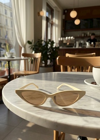 Cat - Eye Bej Kadın Güneş Gözlüğü - Görsel 2