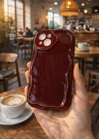 Iphone 13 Bordo Dalga Desenli Telefon Kılıfı - Görsel 3