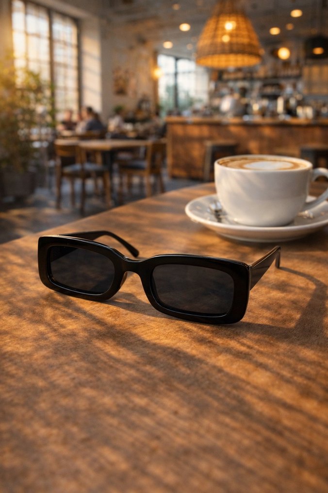 Kadın Siyah Dikdörtgen Çerçeveli Retro Gözlük - Görsel 3