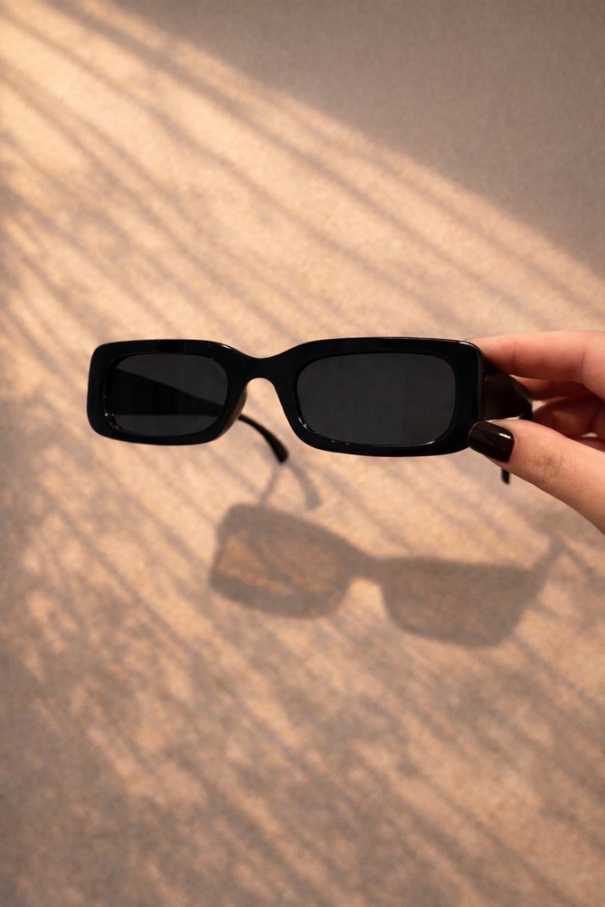 Kadın Siyah Dikdörtgen Çerçeveli Retro Gözlük - Görsel 2