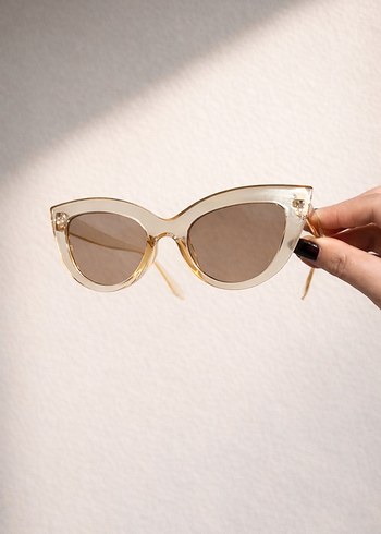 Şeffaf Bej Cat-Eye Model Kadın Güneş Gözlüğü - Görsel 2