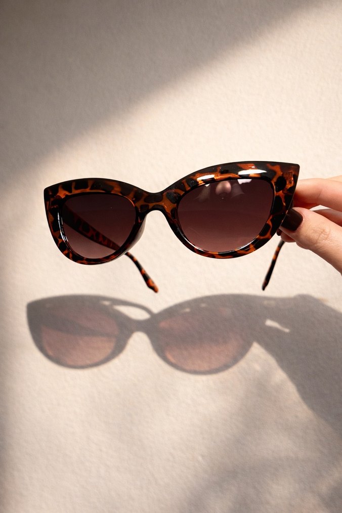 Cat-Eye Leopar Desenli Kadın Gözlük - Görsel 2