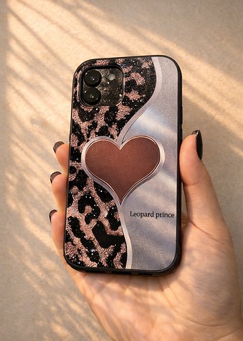 Iphone 13 Leopar Desenli Kalp Figürlü Telefon Kılıfı - Görsel 2