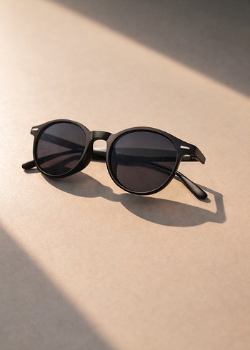 Siyah Yuvarlak Model Erkek Güneş Gözlüğü - Görsel 3