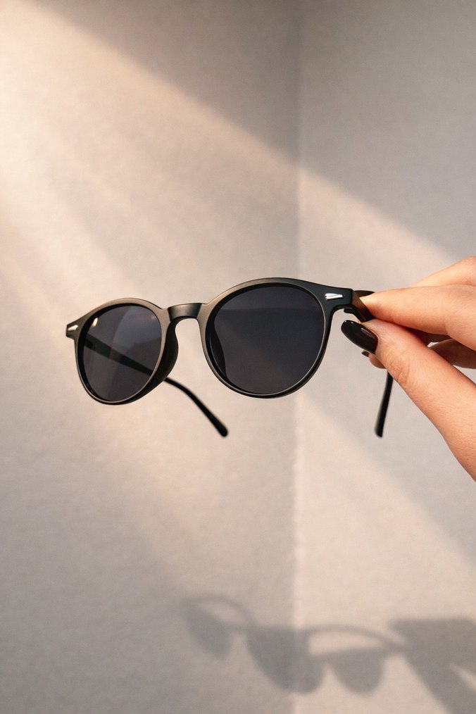 Siyah Yuvarlak Model Erkek Güneş Gözlüğü - Görsel 2