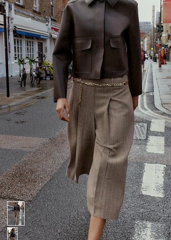 ZARA ŞARAP RENGİ KISA SUNİ DERİ CEKET - Görsel 3