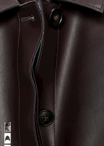 ZARA ŞARAP RENGİ KISA SUNİ DERİ CEKET - Görsel 9