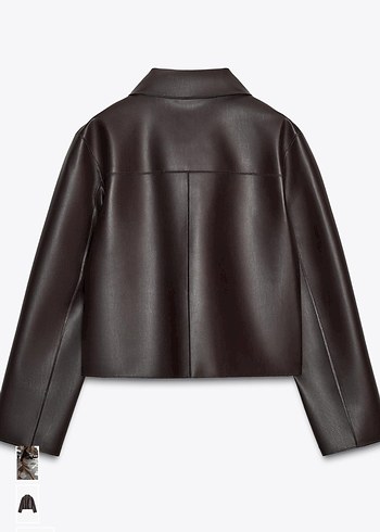 ZARA ŞARAP RENGİ KISA SUNİ DERİ CEKET - Görsel 8