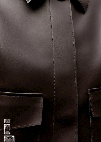 ZARA ŞARAP RENGİ KISA SUNİ DERİ CEKET - Görsel 6