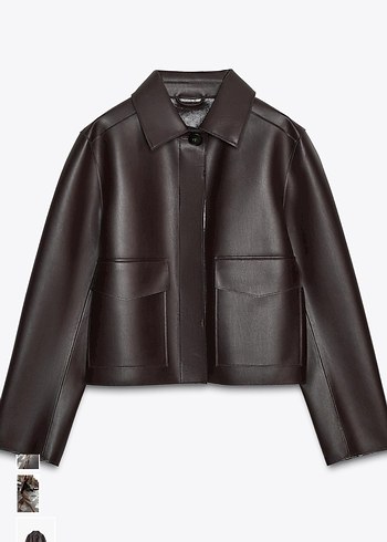 ZARA ŞARAP RENGİ KISA SUNİ DERİ CEKET - Görsel 7